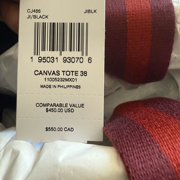 COACH CJ486 Canvas Tote 38 Tote Bag Black Multi - Picture 7 of 8